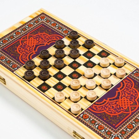 NARDS "Volk", wooden board 60 x 60 cm, with a field for playing checkers-3