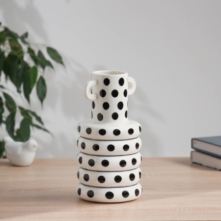 VAZA Ceramics Table "Picasso" (manual painting) Rings peas, 22x11 cm, black and white