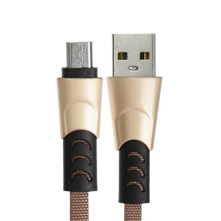 Microusb cable - usb, 2.4 a, braid fabric, flat, 1 meter, brown-1