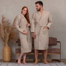 Wafel unisex bathrobe, size XXL, beige color
