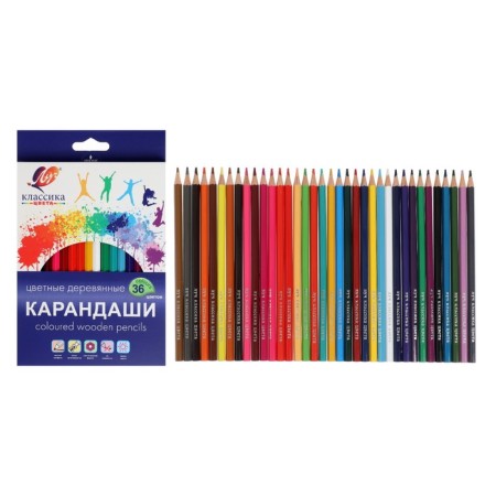 Color pencils 36 colors, beam "Classic", hexagonal