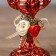 Climber Plastic, glass for 1 candle "rose" glass on the leg red 13x6x6 cm