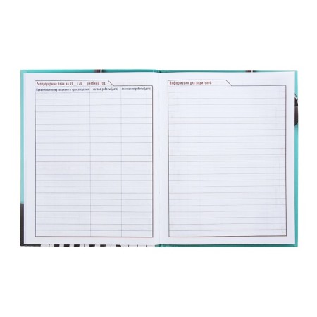 Diary for the music school "Musical pause", cover coated cardboard, two -tone block, 48 sheets-6