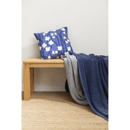 Blave made of washed cotton dark blue in color Essential, size 130x180 cm-7