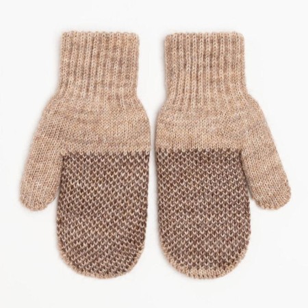 Double children's mittens, beige color, size 12 (3-6 years)-1