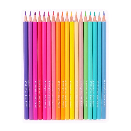 Pencils 18 colors in a plastic box, triangular, wooden, pastel mix-2