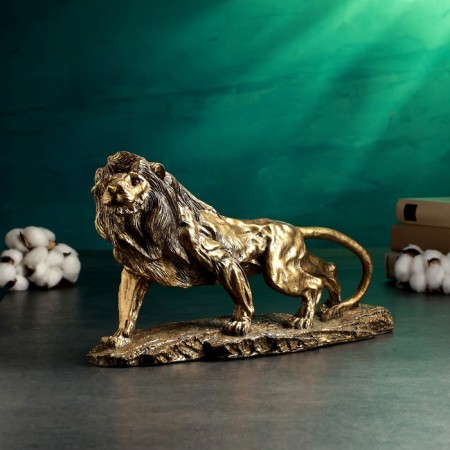 Figure "Leo on Stone" 24x43cm, bronze with gilding