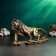 Figure "Leo on Stone" 24x43cm, bronze with gilding