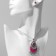 Set 2 objects: earrings, pendant “solo” oval, raspberry-white color in black silver, 48 cm