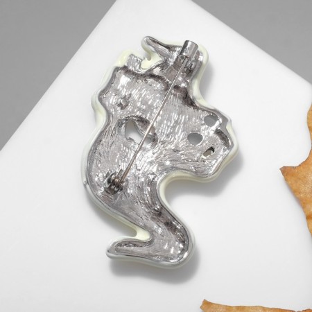 Boo brooch, bringing, black and white color in silver-2