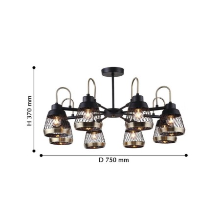 Entresol chandelier, 8x40W E14, black color-3