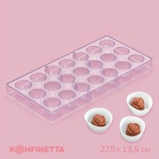 Форма для конфет и шоколада KONFINETTA «Роза», 27,5×13,5×3 см, 21 ячейка, цвет прозрачный