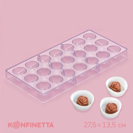 Konfinetta chocolate form "Rose", 27.5 × 13.5 × 3 cm, 21 cells, color transparent
