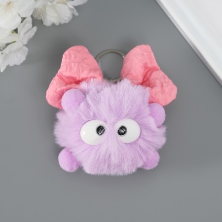 Fluffy on the ring "Masya with a large bow" Lilac 12x8x8 cm-1