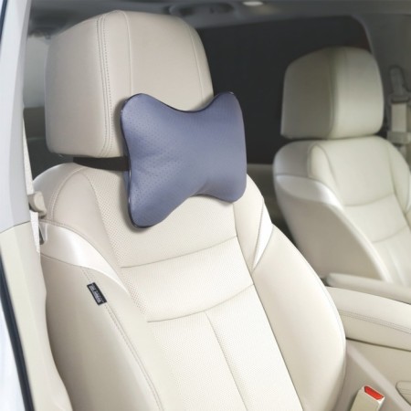 Siger pillow "Automobile Bone", on a car headrest, perforated eco -leather, gray-6