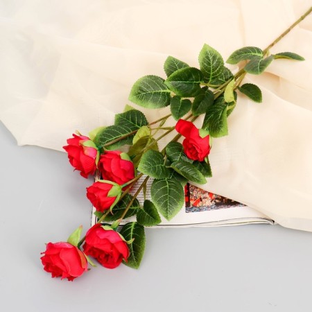 Artificial flowers "bush rose" 80 cm, red