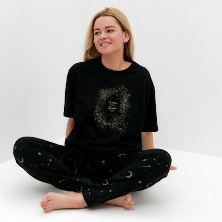 Female set (T -shirt/pants), black color, size 48-4