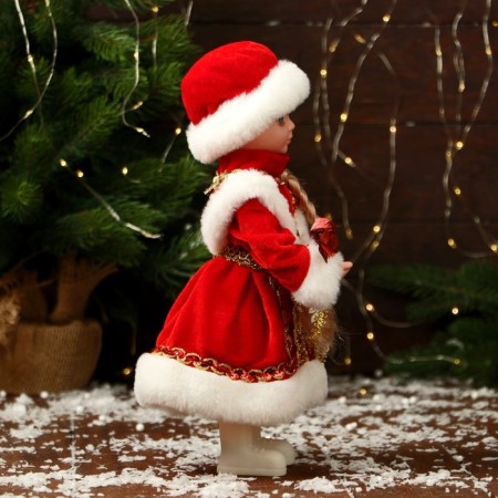 Snegurochka under the Christmas tree "Winter magic. In a lush fur coat ", 30 cm, red-1