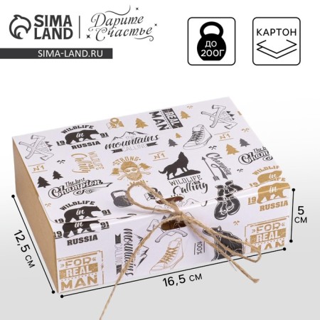 Gift folding box, packaging, “male”, 16.5 x 12.5 x 5 cm, without tape