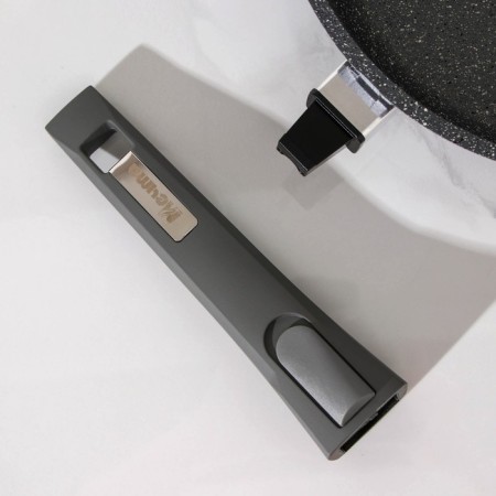 Granite pan, d = 24 cm, removable handle, anti -stick coating, glass cover, gray color.-4