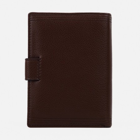 Male purse on the button, 3 in 1, for auto documents, passports, cards, bills, brown color-1