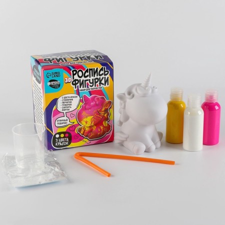 Set for creativity. Drawing by acrylic on the plastic figure "Unicorn"-2
