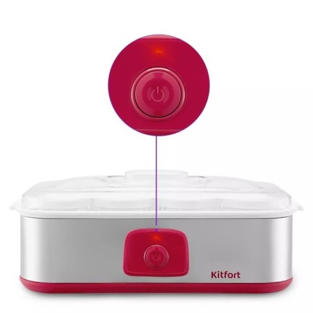 Yogurtnitsa KitFort KT-6098, 20 W, 180 ml, 8 containers, glass, silver-pink-1