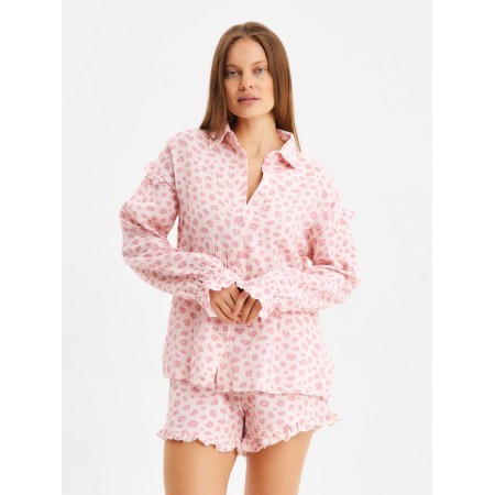Female set (shirt, shorts) KAFTAN "Muslin: Pink Leopard" p. 48-50-1