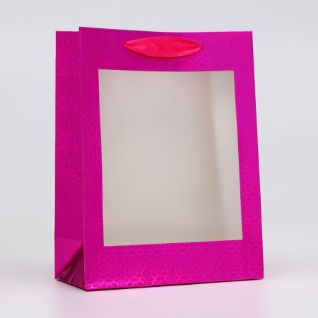 Packet Holography with a window, "pink", s 23.5 x18 x 8.5 cm