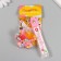 A keychain plastic with a carbine, a strap "Flower with balls" Water with decor 6x6x2 cm