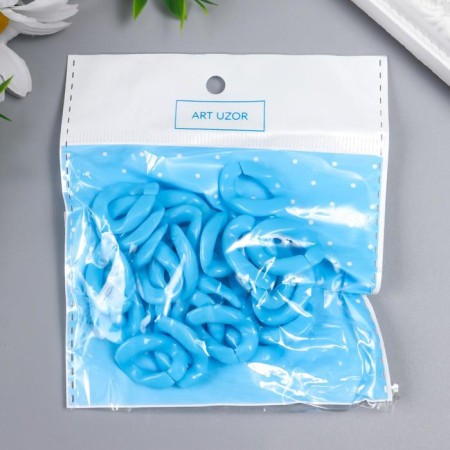 Decor for creativity plastic "Ring for the chain" bright-blue set 25 pcs 2.3x1.65 cm-3