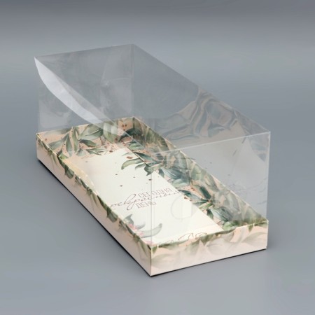 Box with a transparent lid for roll, "Gift for you", 30 x 12 x 12 cm. Confectionery packaging