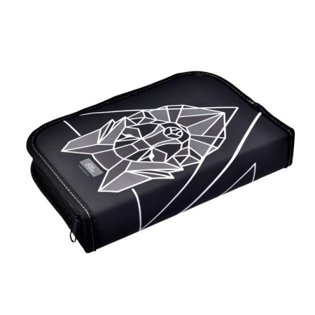 Penal 3 sections, tab inside, 140 x 210 x 40 mm, fabric, calligrata top Block "Wolf Graphics"-1