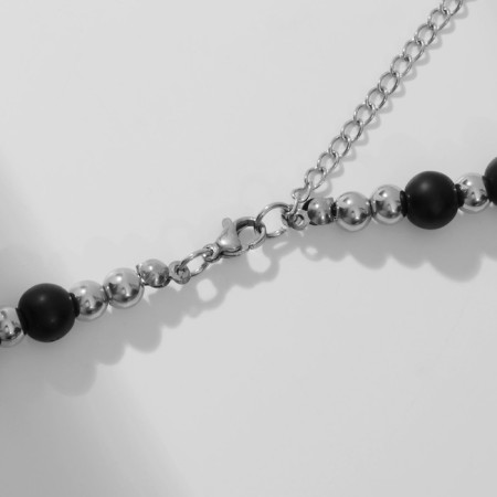 Unisex "Atlant" beads, black-silver color, 70 cm-3