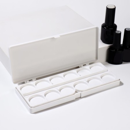 Palette for mixing varnishes, 24 cells, with a lid, with an investment, white color-2