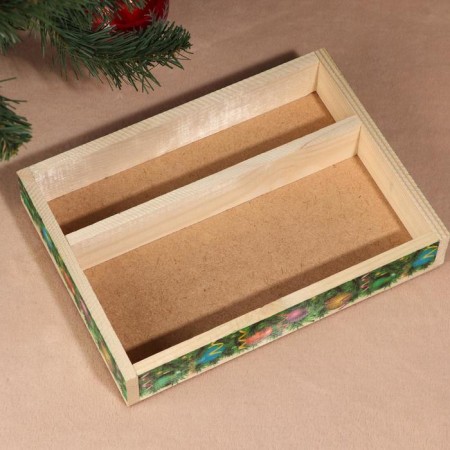 Cashpot box Gift "New Year's balls", 2 departments, 25.5 × 20 × 5 cm-1
