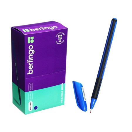 Ballpoint handle Berlingo "Tiangle Twin", 0.7 mm, needle rod, blue 309748-10