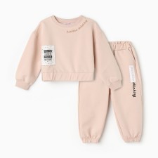 Kit for girls (sweatshirt, trousers), cream color, height 98 cm
