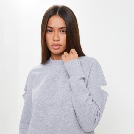 Women's sweatshirt with cuts MIST size 40-42, color gray-4