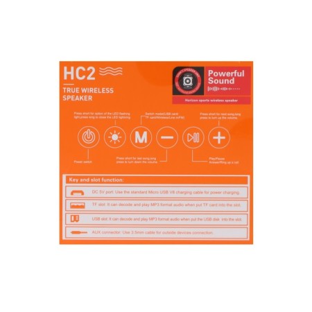 Portable column Hoco HC2, 10 W, 2400 mAh, BT5.0, Microsd, USB, AUX, FM radio, black-6