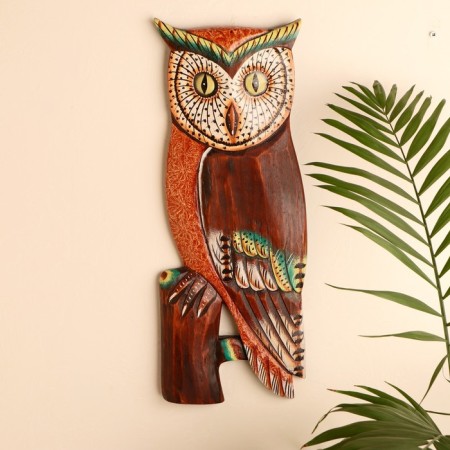 Wall panel "owl on a branch" 48x20x2.5 cm