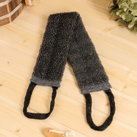 Men's washcloth with handles "Belt" Black (60 cm without handles)