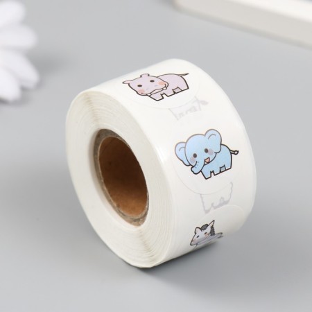 Stick Paper "Beasts of the jungle" d = 2.5 cm 500 pcs in a roll 3x6.5x6.5 cm-1