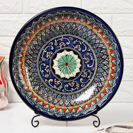 Largan Rishtan ceramics "Patterns", 33 cm, blue, deep-1