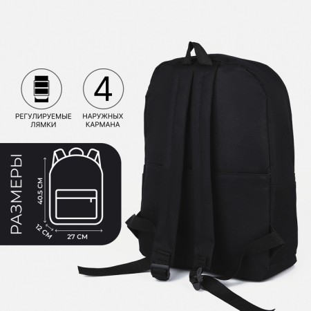Set of a youth backpack from textiles, chopper, pencil case, bag, black color-11