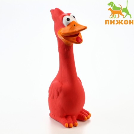 Loy toy for dogs from latex "I am duck, I smile!", 19 cm, red/yellow