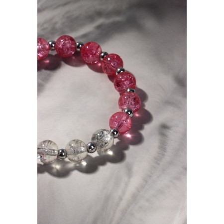 Bracelet "Joy" ballerina, white-pink color in silver, d = 7-4