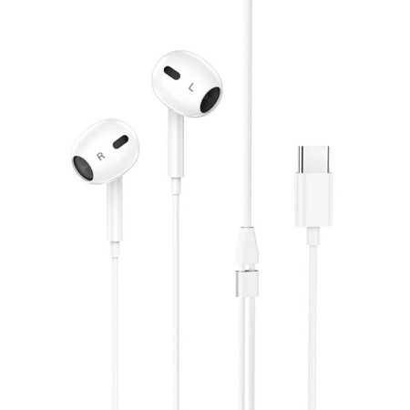 Headphones Borofone BM30 Max Acoustic, microphone, inserts, Type-C, cable 1.2 m, white-1