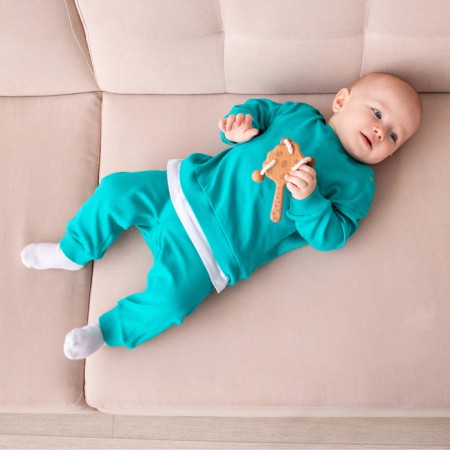 Kit (sweatshirt, trousers) children's minku emerald color, height 68-74 cm-2