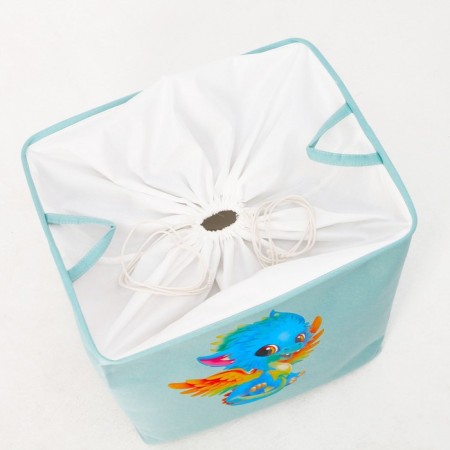 A basket for storing toe with a puff on a rope, 40 x 50 x 48 cm, blue-9